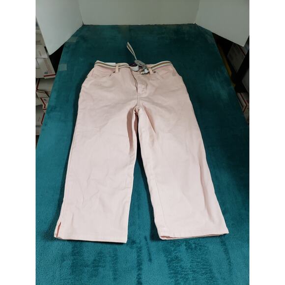 Gloria Vanderbilt Jeans Size 6 Women Pink Stretch Belted Amanda Capri NWT - Picture 1 of 14